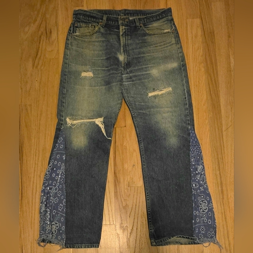 Levi's Relaxed Fit Jeans with Blue Paisley Accents